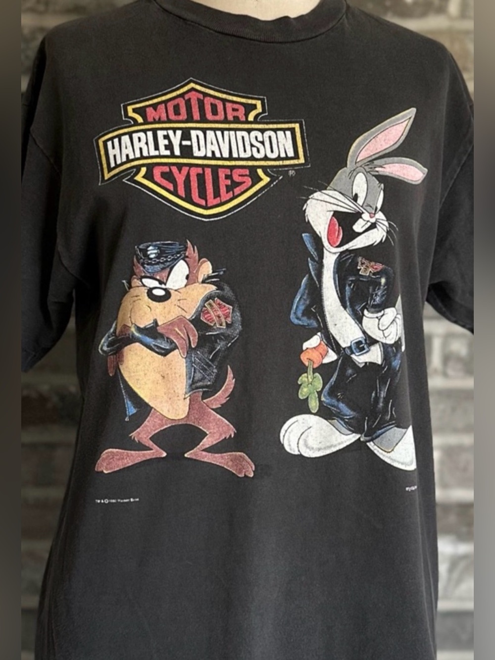 Vintage 90s Harley-Davidson Looney Tunes Bugs Bunny Taz Single Stitch USA Tee